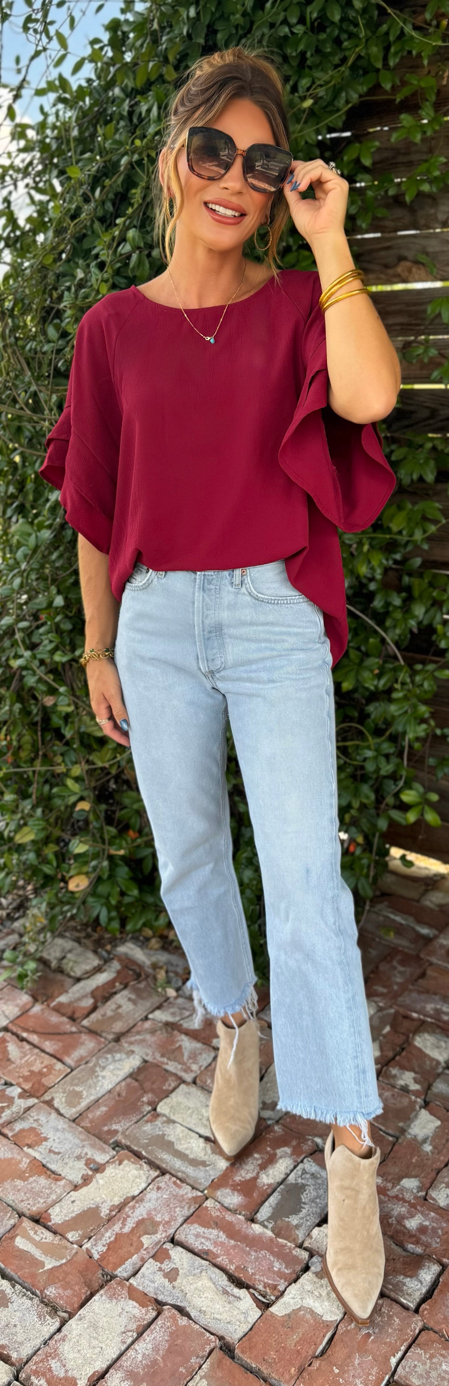 Burgundy Bloom Top