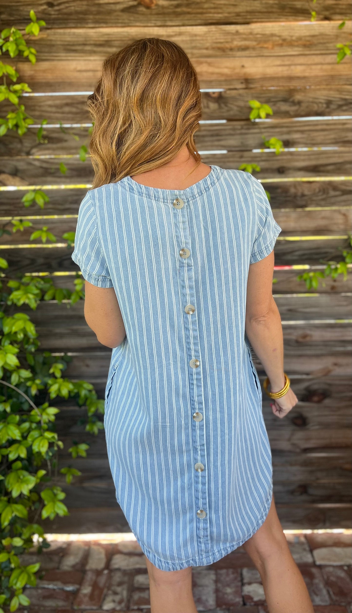 Button Back Denim Dress