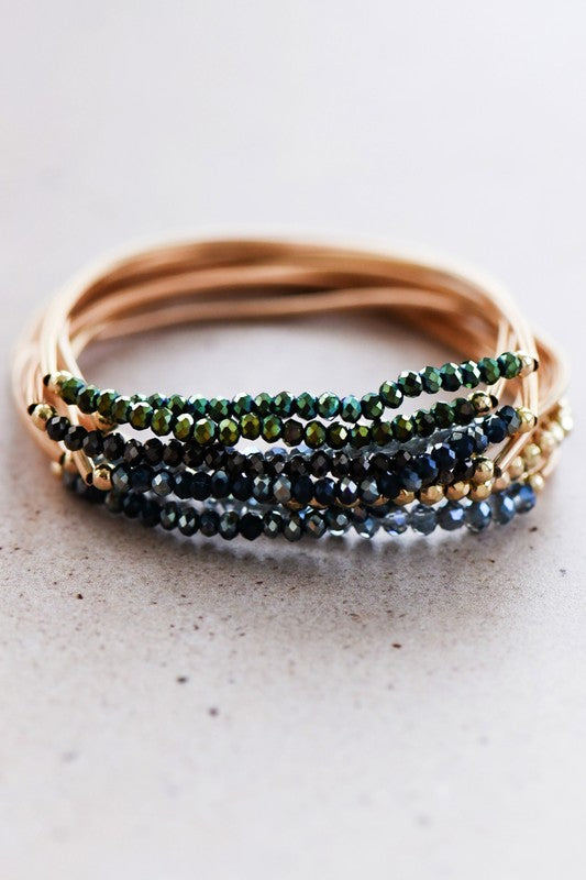 Blue-Green Guitar String Bracelets (set of 8)