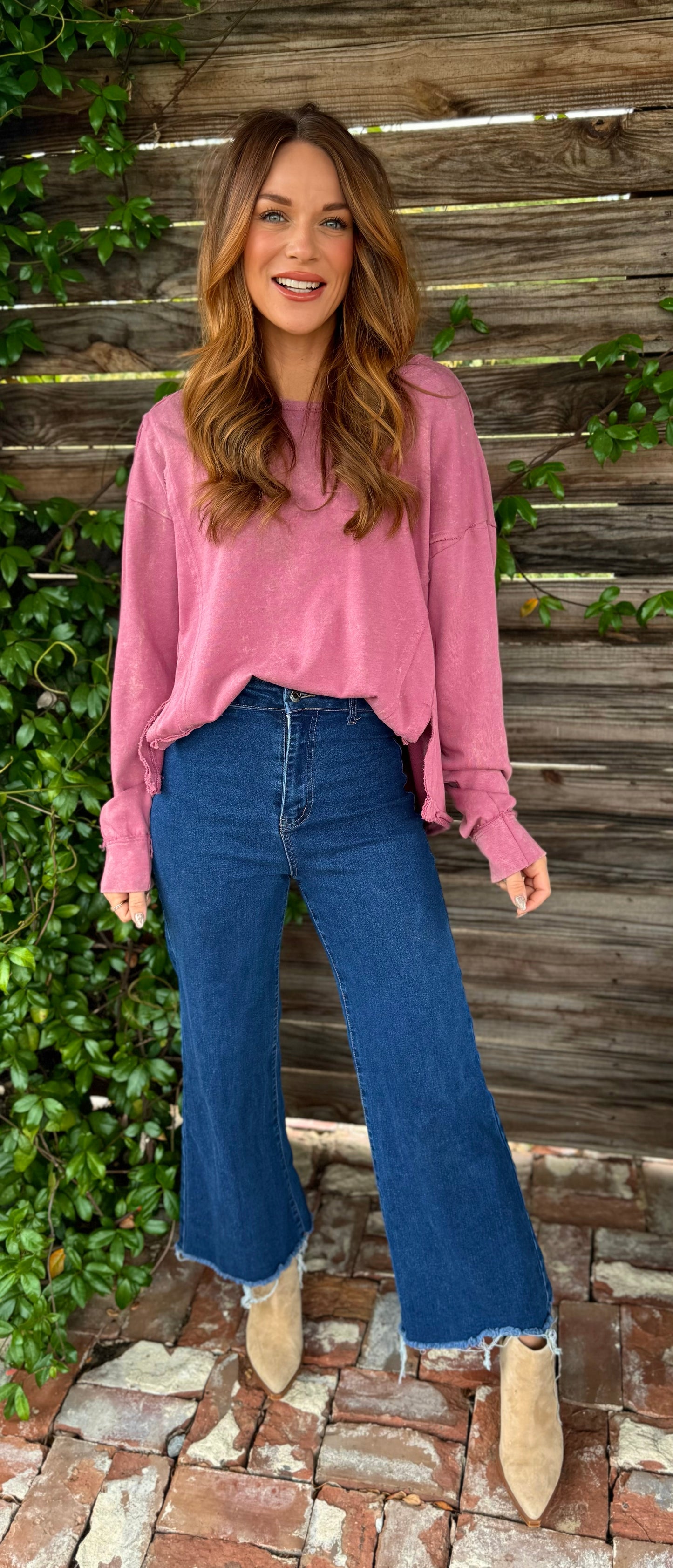 Washed Out Mauve Top