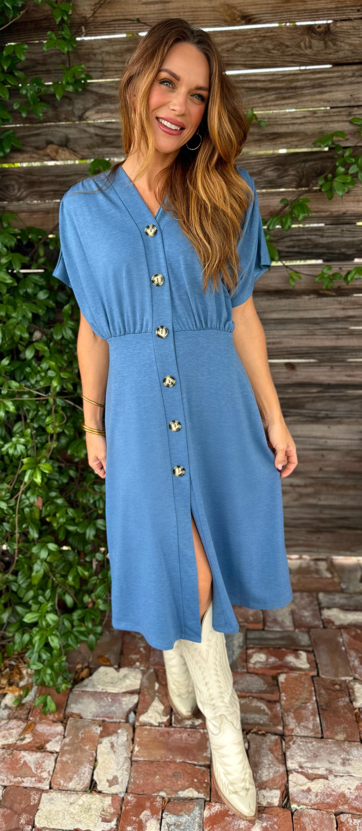 Blue Button Midi