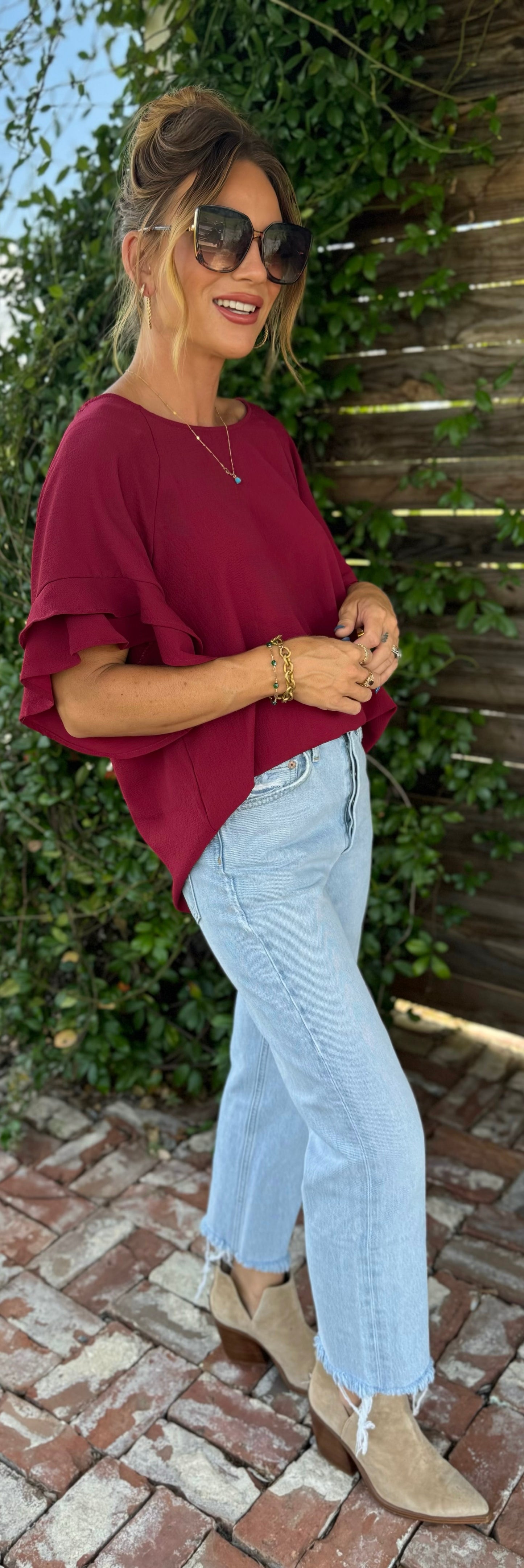 Burgundy Bloom Top