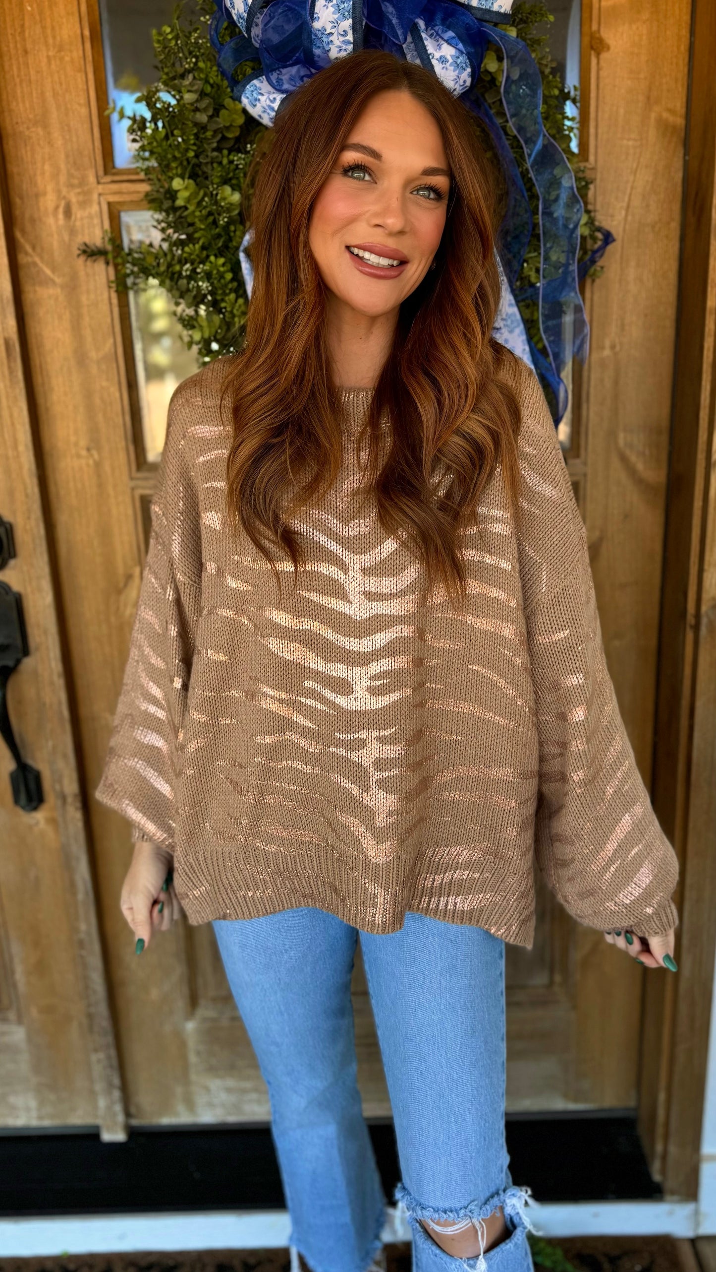 Taupe/Gold Foil Sweater