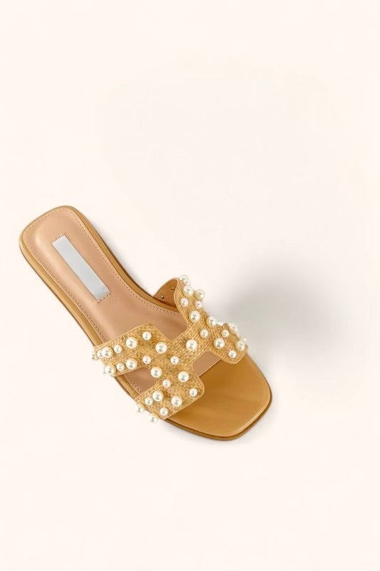 Raffia and Pearl Slides