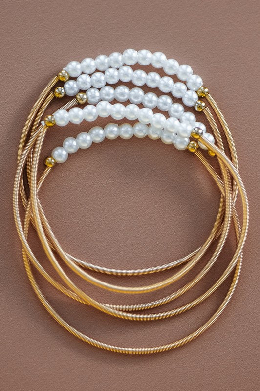 Guitar String Pearl Bracelets (set of 5)