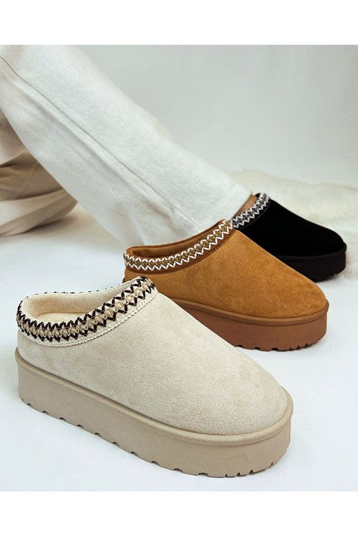 Tan Platform Slippers