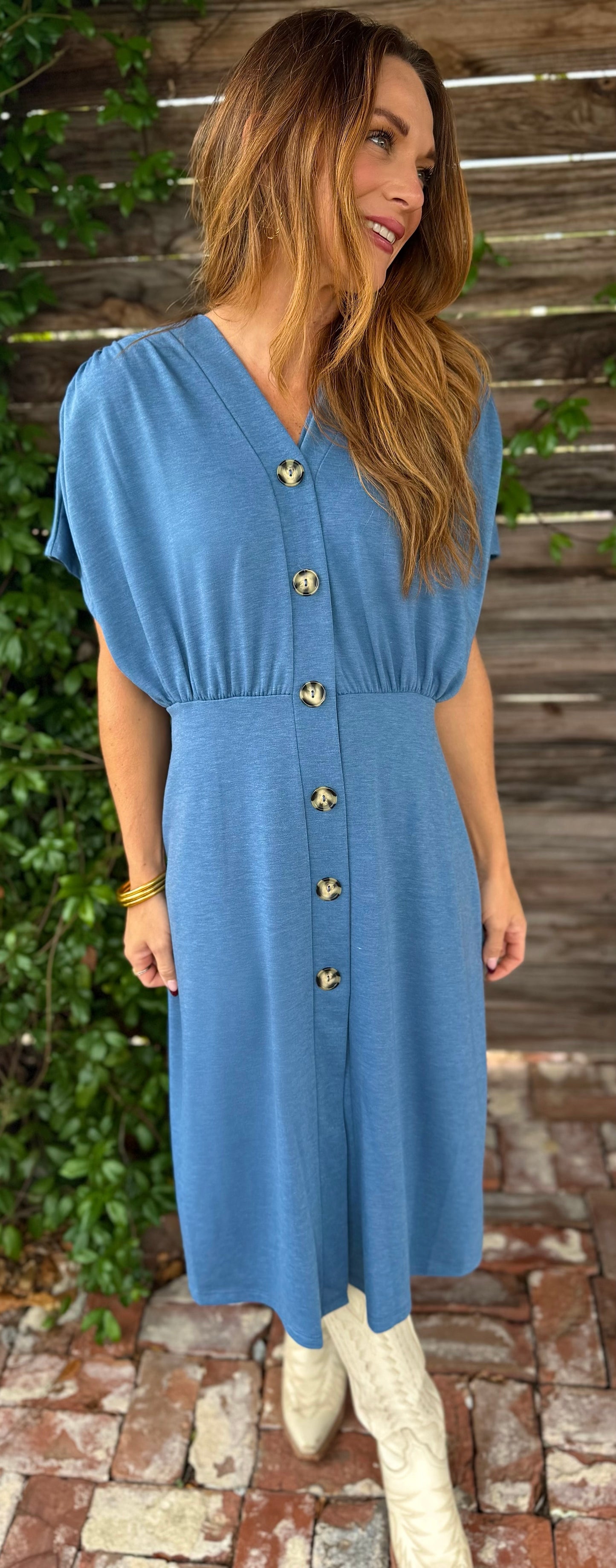 Blue Button Midi
