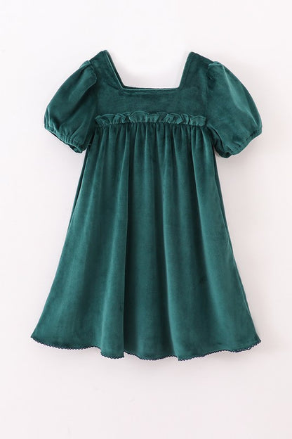 Forest Short Sleeve Velvet Dress(Sizes 18M-6)