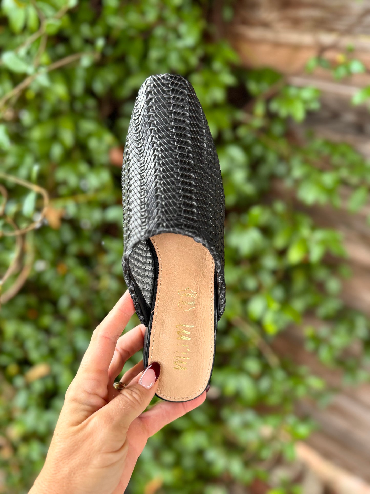 Black Woven Mules