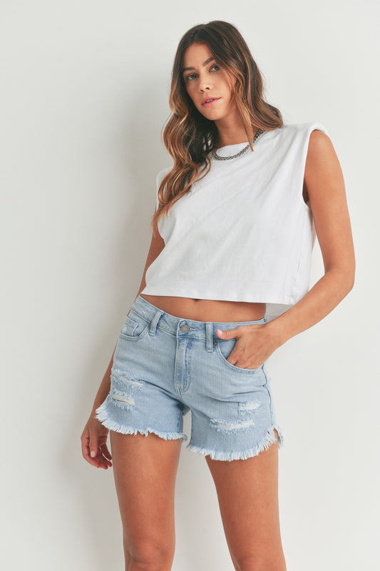 Jessica Curved Hem Denim Shorts