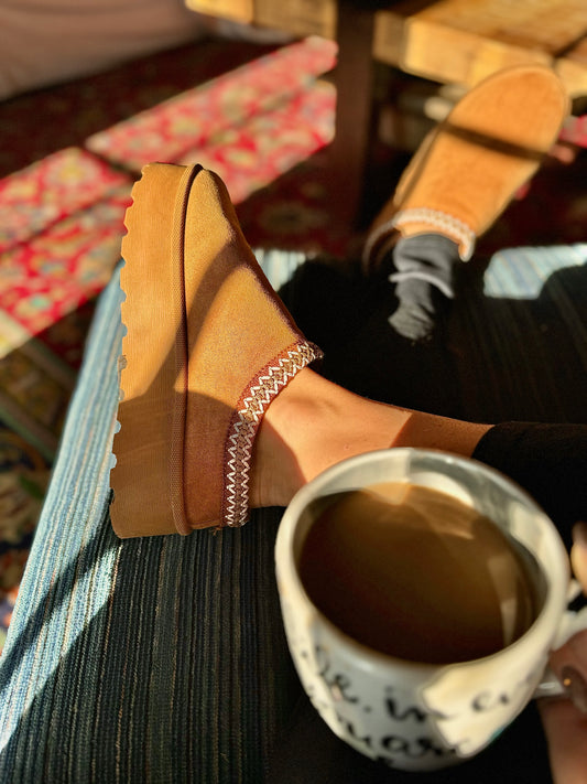 Tan Platform Slippers