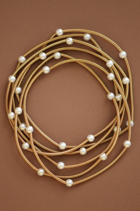 Guitar String Pearl Bracelets (set of 6)- Gold or Silver