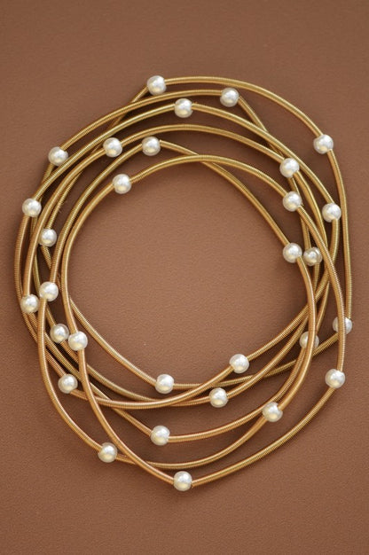 Guitar String Pearl Bracelets (set of 6)- Gold or Silver