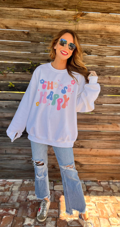 Choose Happy Oversized Sweater