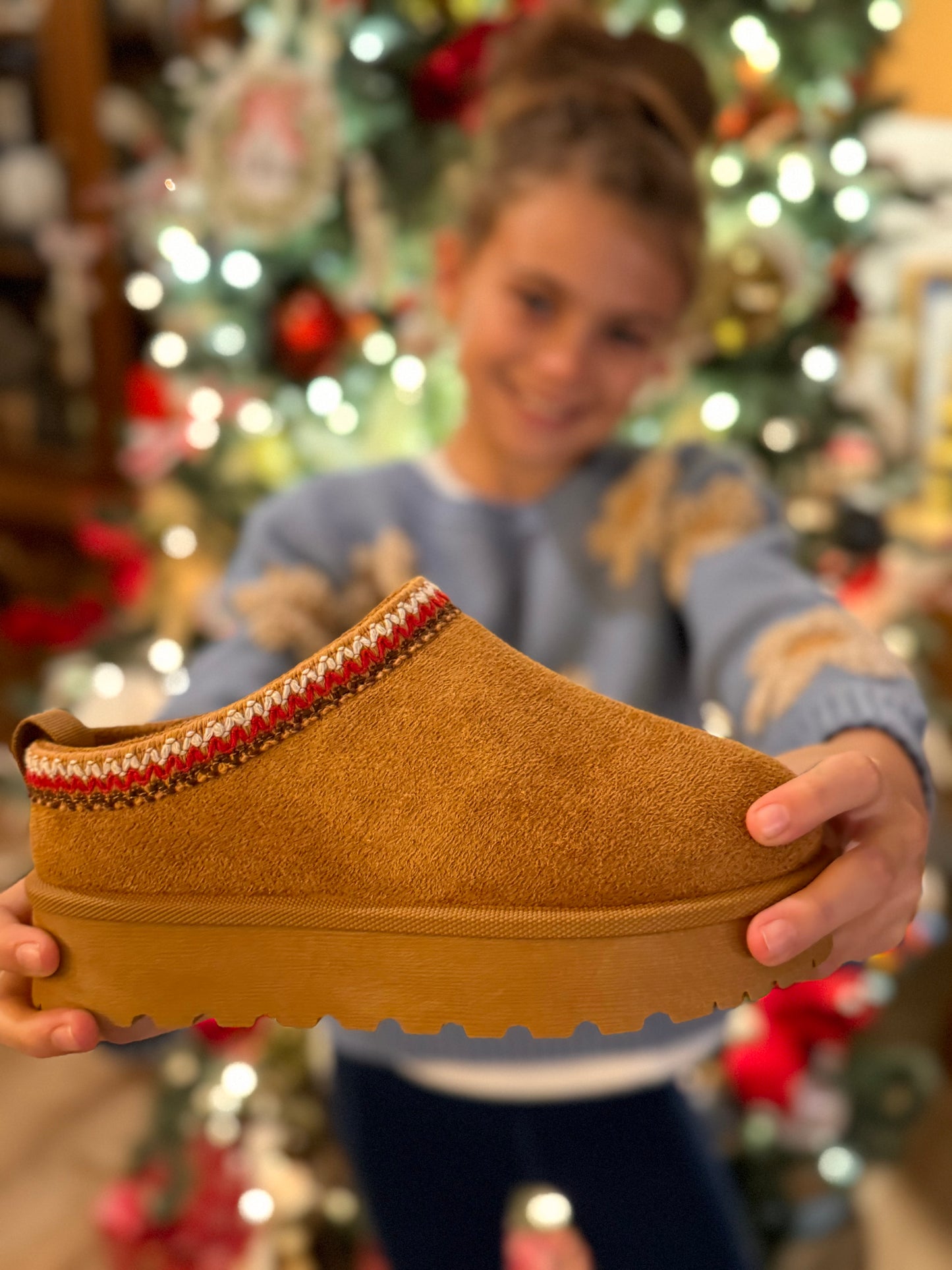 Tan Platform Slippers- Kids