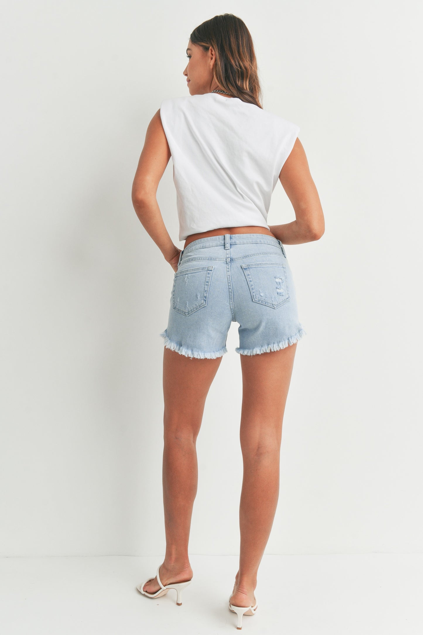 Jessica Curved Hem Denim Shorts