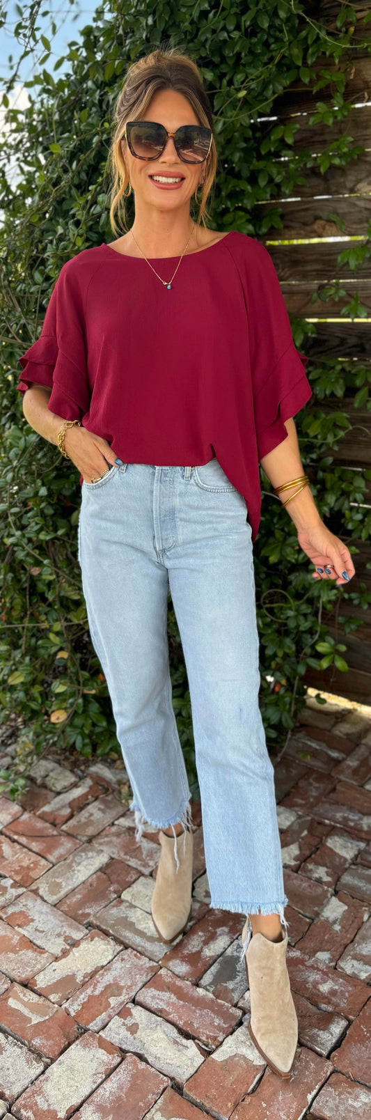 Burgundy Bloom Top