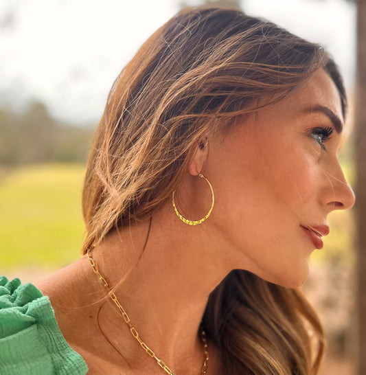 Hammered Gold Hoops