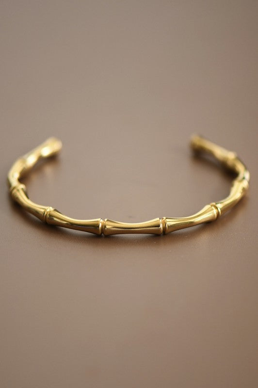 18K Hold Stainless Steel Bamboo Cuff