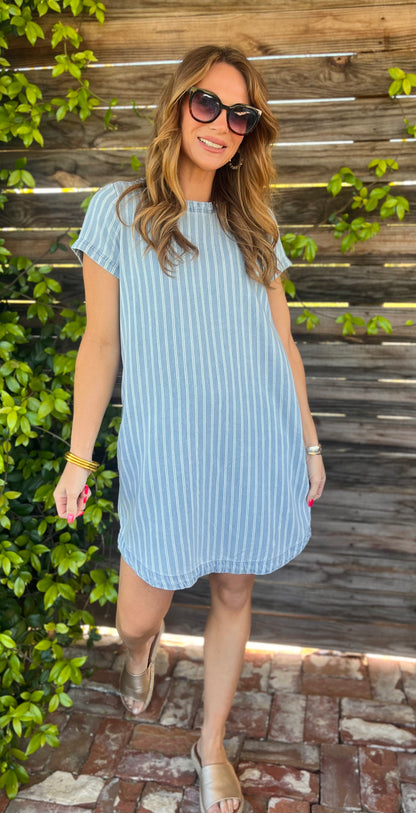 Button Back Denim Dress