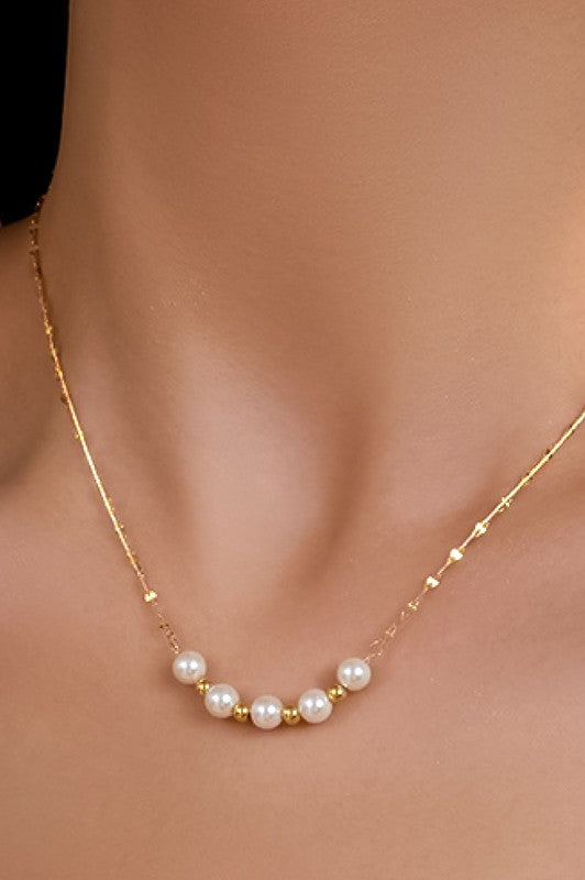 18K Gold Stainless Steel Pearl Necklace