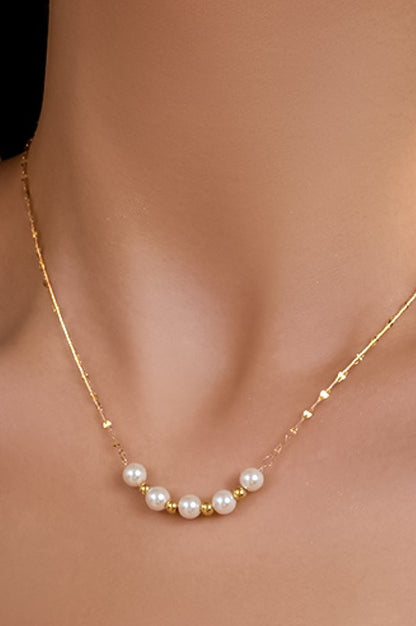 18K Gold Stainless Steel Pearl Necklace