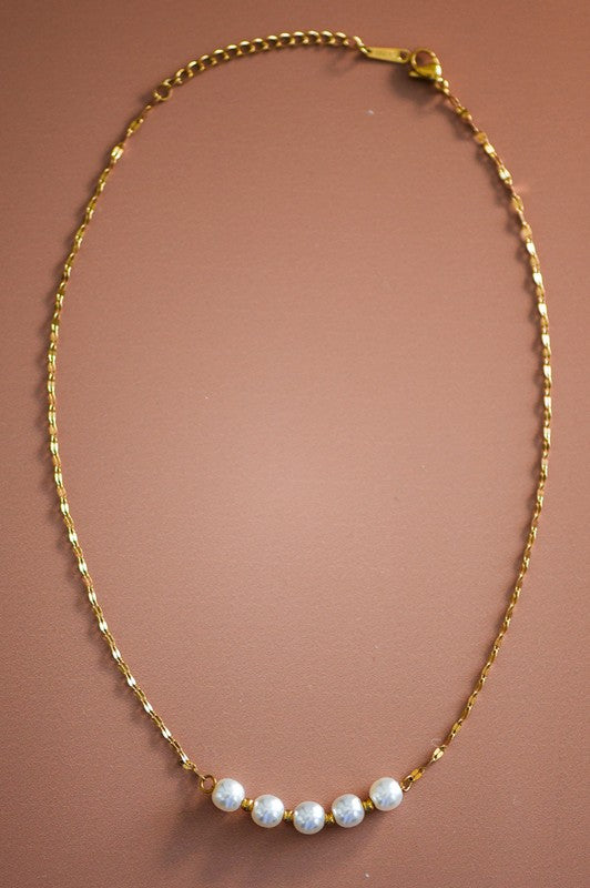 18K Gold Stainless Steel Pearl Necklace